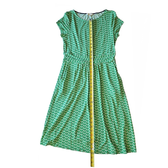 Boden Green A-Line Midi Stretch Dress Short Sleeve Crew Neck With Pockets - Picture 12 of 16